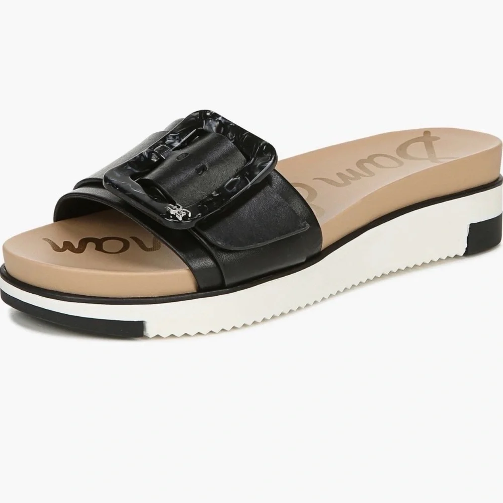 Sam Edelman Black Slide Sandals with Buckle - Picture 1 of 8